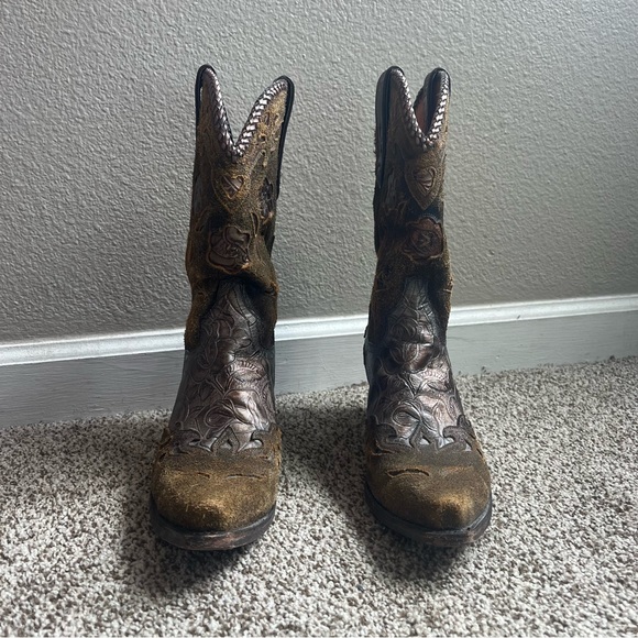 Dan Post Vintage Embroidered Leather Cowgirl Boots Women's Size 9 - Picture 3 of 6